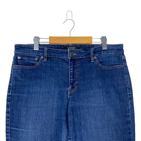Lauren ralph Lauren Blue Medium Wash Modern Straight Curvy Denim Jeans US 14 - Picture 3 of 12